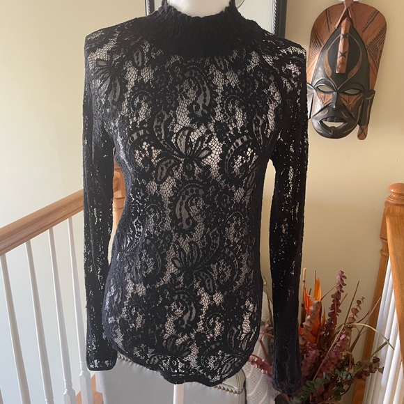 Bar III Tops - Bar III Elegant Black Lace Top - EUC